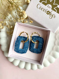 Pampilles ÉZIA effet Denim bleu foncé - boucles d’oreilles interchangeables