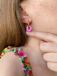 Pampilles FLORETTE métallisées, réversibles - boucles d’oreilles interchangeables