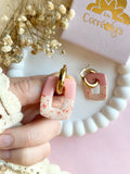 Pampilles ÉZIA pêche et beige éclats corail pêche - boucles d’oreilles interchangeables
