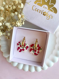 Pampilles FLORALIE réversibles écru cerises - boucles d’oreilles interchangeables
