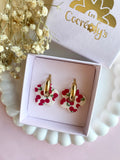 Pampilles FLORALIE réversibles écru cerises - boucles d’oreilles interchangeables