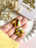 Pampilles FLORALIE marbré marron, jaune - boucles d’oreilles interchangeables