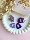 Pampilles AMBRE lilas motif vichy ou uni cassis - boucles d’oreilles interchangeables