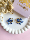 Pampilles TIARÉ réversibles couleurs bleu marine, blanc - boucles d’oreilles interchangeables