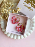 Pampilles INAYA motifs coeurs, beige ou corail intense - boucles d’oreilles interchangeables