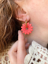 Pampilles BAHLIA pêche ou corail - boucles d’oreilles interchangeables