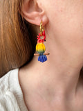 Pampilles LÉON perroquets rouge jaune bleu ou perroquets vert corail bleu lagon - boucles d’oreilles interchangeables