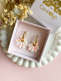 Pampilles JEANINE blanc éclats rose et orange fluo - boucles d’oreilles interchangeables