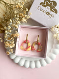 Pampilles AMBRE jaune citron, bois de rose ou marbré - boucles d’oreilles interchangeables