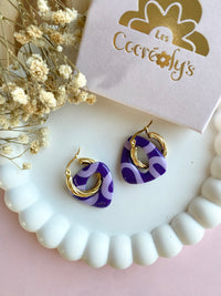 Pampilles AMBRE réversibles cassis motifs couleur lilas - boucles d’oreilles interchangeables
