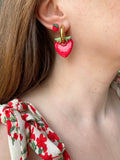 Pampilles fraise rouge SERENA - boucles d’oreilles interchangeable