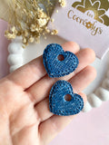 Pampilles INAYA effet Denim bleu foncé - boucles d’oreilles interchangeables