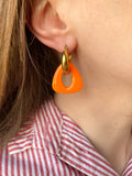 Pampilles AMBRE réversibles mandarine motifs couleur framboise - boucles d’oreilles interchangeables