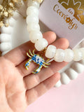 Charm's PACO petit crabe motifs fleuris bleu doré - charm's interchangeables