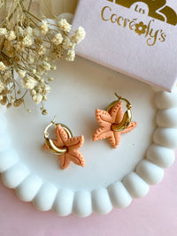Pampilles DAPHNÉ étoile de mer réversibles couleur abricot - boucles d’oreilles interchangeables