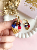Pampilles SÉLIA petite glace bleu blanc rouge - boucles d’oreilles interchangeables