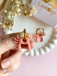Pampilles PACO petit crabe strié corail - boucles d’oreilles interchangeables