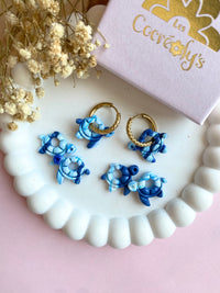 Pampilles CLOA petite tortue de mer bleu à rayures - boucles d’oreilles interchangeables