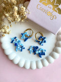 Pampilles CLOA petite tortue de mer bleu à rayures - boucles d’oreilles interchangeables