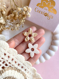 Pampilles TIARÉ beige doré ou corail - boucles d’oreilles interchangeables
