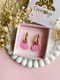 Pampilles LOUISE réversibles motifs rayures roses - boucles d’oreilles interchangeables