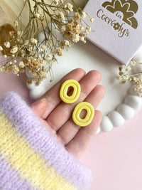 Pampilles BAO jaune citron, bois de rose ou lilas - boucles d’oreilles interchangeables