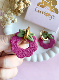Pampilles SERENA framboise réversibles - boucles d’oreilles interchangeables