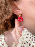 Pampilles MARIETTE rouge cerise ou terracotta nacré ou doré réversibles - boucles d’oreilles interchangeables