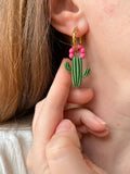 Pampilles ORIANA petit cactus simple ou avec fleur - boucles d’oreilles interchangeables