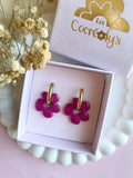 Pampilles LAURETTE framboise intense ou beige éclats framboise bleu lavande - boucles d’oreilles interchangeables