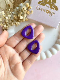 Pampilles AMBRE lilas motif vichy ou uni cassis - boucles d’oreilles interchangeables