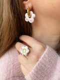 Pampilles FLORALIE réversibles fleuris rose - boucles d’oreilles interchangeables