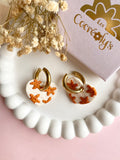 Pampilles INAYA beige effet sable chaud motifs étoiles de mer terracotta nacré - boucles d’oreilles interchangeables