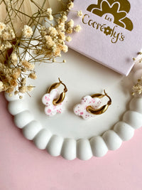 Pampilles FLORALIE réversibles fleuris rose - boucles d’oreilles interchangeables