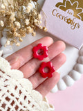 Pampilles MARIETTE rouge cerise ou terracotta nacré ou doré réversibles - boucles d’oreilles interchangeables