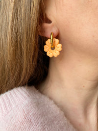 Pampilles LUCIA vieux rose pointe de doré, abricot ou jaune citron - boucles d’oreilles interchangeables