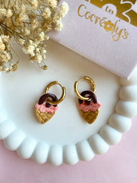 Pampilles SÉLIA petite glace pêche chocolat - boucles d’oreilles interchangeables