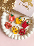 Pampilles SERENA poivron couleur corail, jaune ou rouge - boucles d’oreilles interchangeables