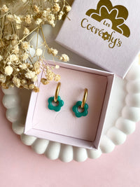 Pampilles FLORETTE framboise ou vert émeraude - boucles d’oreilles interchangeables