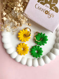 Pampilles BAHLIA jaune mangue ou vert tropical - boucles d’oreilles interchangeables