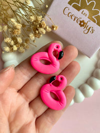 Pampilles MAËLLE bouée flamant rose - boucles d’oreilles interchangeables