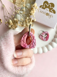 Pampilles AMBRE réversibles texturé léopard tons rosés - boucles d’oreilles interchangeables