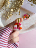 Pampilles AMBRE tacheté mandarine framboise nacré - boucles d’oreilles interchangeables