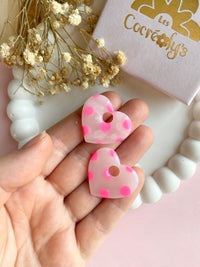 Pampilles INAYA translucide avec motif à pois rose fluo - boucles d’oreilles interchangeables