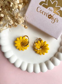 Pampilles BAHLIA jaune mangue ou vert tropical - boucles d’oreilles interchangeables