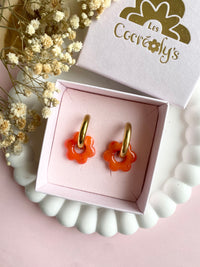 Pampilles MARIETTE translucide mandarine - boucles d’oreilles interchangeables