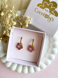 Pampilles FLORETTE métallisées, réversibles - boucles d’oreilles interchangeables