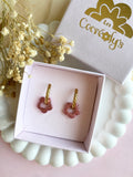 Pampilles FLORETTE métallisées, réversibles - boucles d’oreilles interchangeables