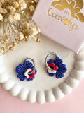 Pampilles ODINA bleu roi + FLORETTE blanc rouge - boucles d’oreilles interchangeables
