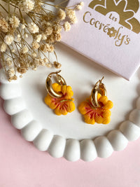 Pampilles PAULA hibiscus rouge ou jaune - boucles d’oreilles interchangeables